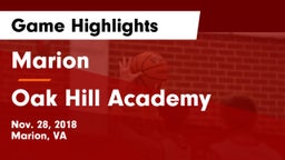 Marion  vs Oak Hill Academy Game Highlights - Nov. 28, 2018
