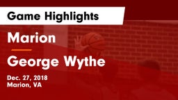 Marion  vs George Wythe  Game Highlights - Dec. 27, 2018