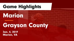 Marion  vs Grayson County  Game Highlights - Jan. 4, 2019