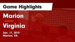 Marion  vs Virginia  Game Highlights - Jan. 11, 2019