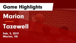 Marion  vs Tazewell  Game Highlights - Feb. 5, 2019