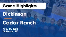 Dickinson  vs Cedar Ranch Game Highlights - Aug. 11, 2022