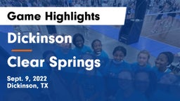 Dickinson  vs Clear Springs Game Highlights - Sept. 9, 2022