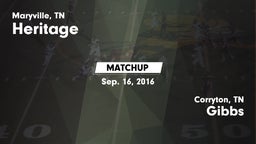 Matchup: Heritage  vs. Gibbs  2016
