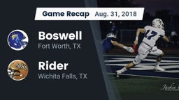 Recap: Boswell   vs. Rider  2018