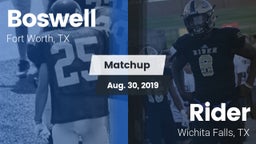 Matchup: Boswell vs. Rider  2019