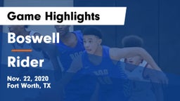 Boswell   vs Rider  Game Highlights - Nov. 22, 2020