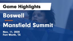 Boswell   vs Mansfield Summit  Game Highlights - Nov. 11, 2020
