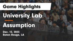 University Lab  vs Assumption  Game Highlights - Dec. 12, 2023