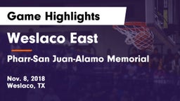 Weslaco East  vs Pharr-San Juan-Alamo Memorial  Game Highlights - Nov. 8, 2018