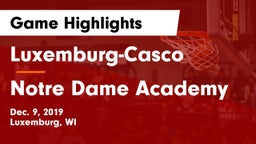 Luxemburg-Casco  vs Notre Dame Academy Game Highlights - Dec. 9, 2019