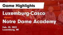 Luxemburg-Casco  vs Notre Dame Academy Game Highlights - Feb. 25, 2022