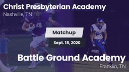Matchup: Christ Presbyterian vs. Battle Ground Academy  2020