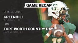 Recap: Greenhill  vs. Fort Worth Country Day  2016