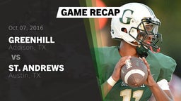 Recap: Greenhill  vs. St. Andrews  2016