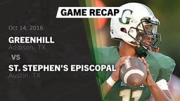 Recap: Greenhill  vs. St. Stephen's Episcopal  2016