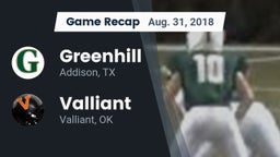 Recap: Greenhill  vs. Valliant  2018