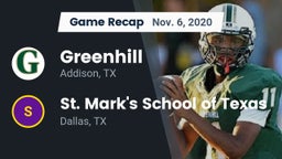 Recap: Greenhill  vs. St. Mark's School of Texas 2020