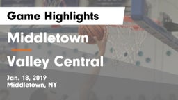 Middletown  vs Valley Central  Game Highlights - Jan. 18, 2019