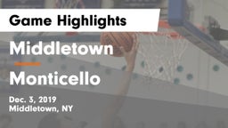 Middletown  vs Monticello  Game Highlights - Dec. 3, 2019