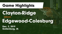 Clayton-Ridge  vs Edgewood-Colesburg  Game Highlights - Dec. 2, 2019