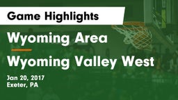 Wyoming Area  vs Wyoming Valley West  Game Highlights - Jan 20, 2017