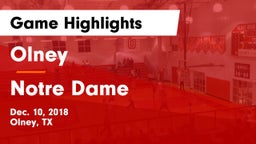Olney  vs Notre Dame Game Highlights - Dec. 10, 2018