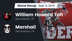 Recap: William Howard Taft  vs. Marshall  2018