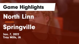 North Linn  vs Springville  Game Highlights - Jan. 7, 2022