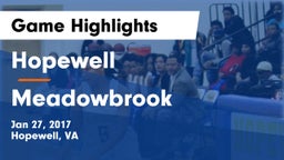 Hopewell  vs Meadowbrook  Game Highlights - Jan 27, 2017
