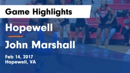 Hopewell  vs John Marshall Game Highlights - Feb 14, 2017