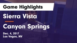 Sierra Vista  vs Canyon Springs Game Highlights - Dec. 4, 2017