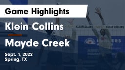 Klein Collins  vs Mayde Creek  Game Highlights - Sept. 1, 2022