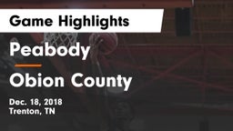 Peabody  vs Obion County  Game Highlights - Dec. 18, 2018