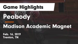 Peabody  vs Madison Academic Magnet  Game Highlights - Feb. 16, 2019