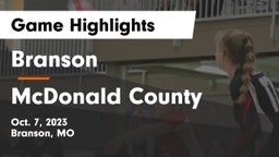 Branson  vs McDonald County  Game Highlights - Oct. 7, 2023