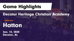 Decatur Heritage Christian Academy  vs Hatton  Game Highlights - Jan. 14, 2020