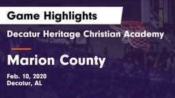 Decatur Heritage Christian Academy  vs Marion County Game Highlights - Feb. 10, 2020