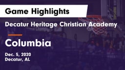 Decatur Heritage Christian Academy  vs Columbia  Game Highlights - Dec. 5, 2020