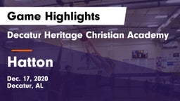 Decatur Heritage Christian Academy  vs Hatton  Game Highlights - Dec. 17, 2020