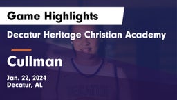 Decatur Heritage Christian Academy  vs Cullman  Game Highlights - Jan. 22, 2024