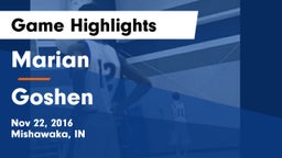 Marian  vs Goshen  Game Highlights - Nov 22, 2016