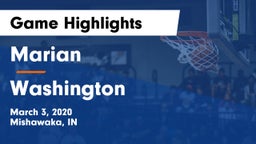 Marian  vs Washington  Game Highlights - March 3, 2020