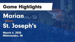 Marian  vs St. Joseph's  Game Highlights - March 6, 2020