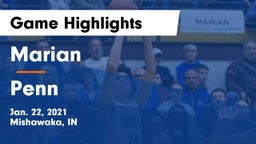 Marian  vs Penn Game Highlights - Jan. 22, 2021
