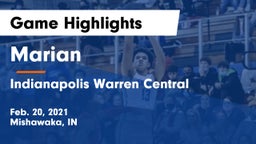 Marian  vs Indianapolis Warren Central Game Highlights - Feb. 20, 2021