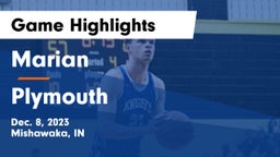 Marian  vs Plymouth  Game Highlights - Dec. 8, 2023