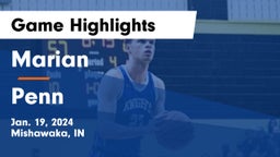 Marian  vs Penn  Game Highlights - Jan. 19, 2024