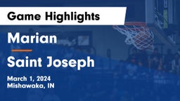 Marian  vs Saint Joseph  Game Highlights - March 1, 2024