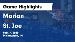 Marian  vs St. Joe Game Highlights - Feb. 7, 2020